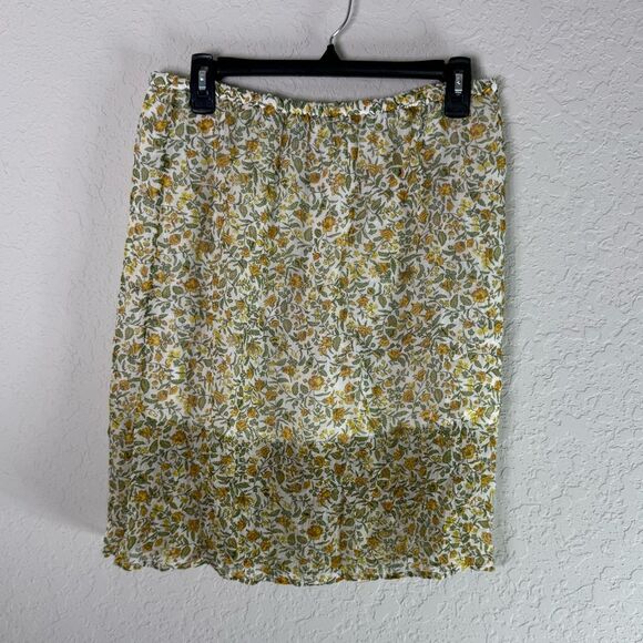 J. Crew Ivory Knee Length Lined Floral Chiffon Slip Skirt Size S NWT - Picture 3 of 11